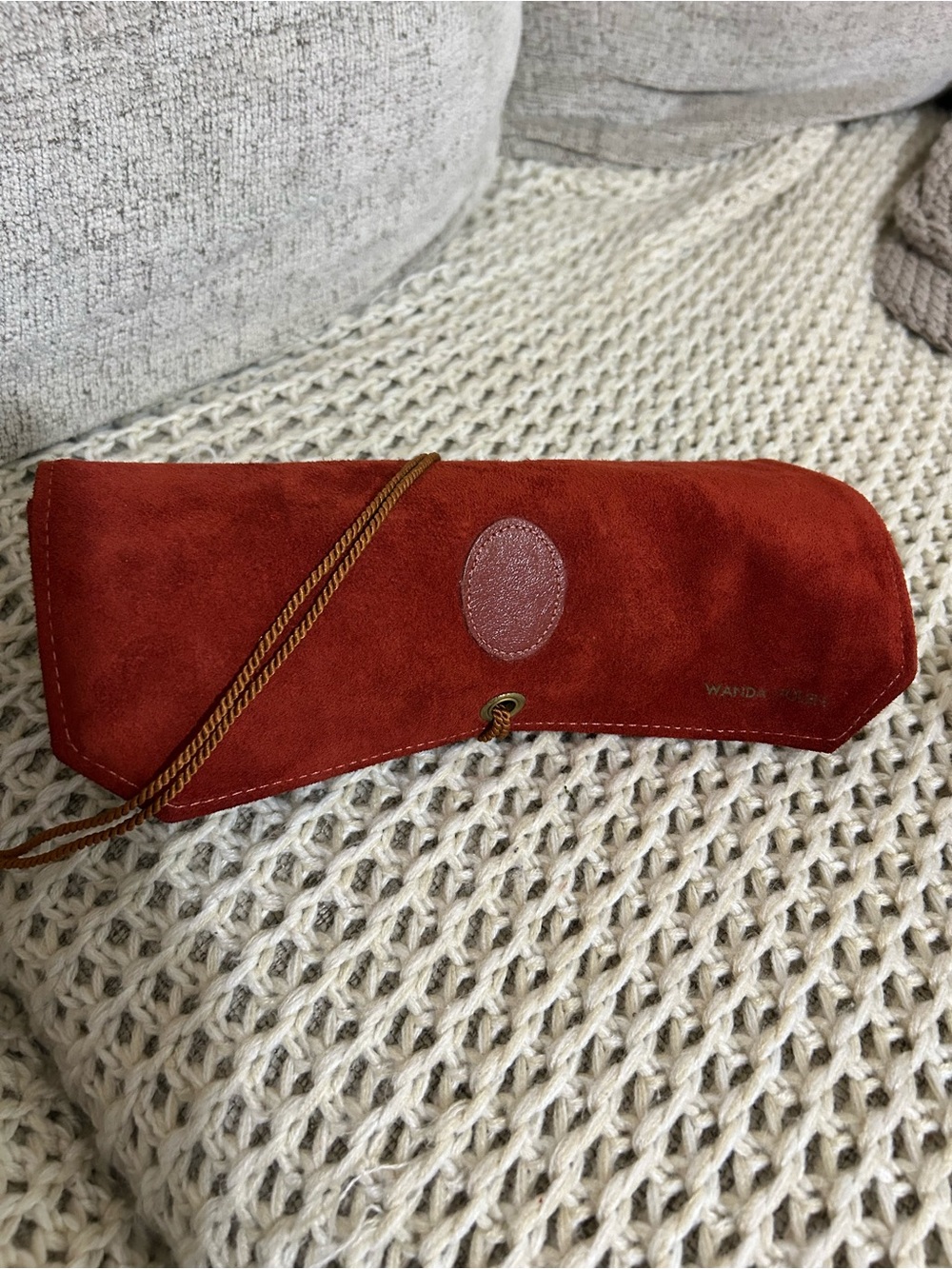 Vintage Rolfs Leather Jewelry Roll Suede Travel Organizer Travel Bag Orange
